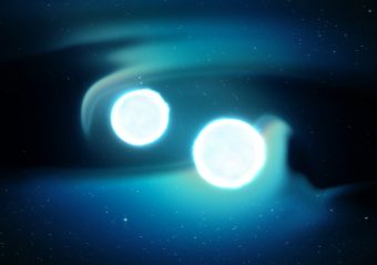 Rappresentazione artistica di un sistema binario di stelle di neutroni. Crediti: Nasa’s Goddard Space Flight Center/CI Lab