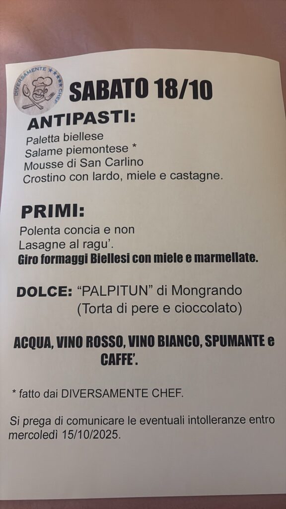 Menu pranzo