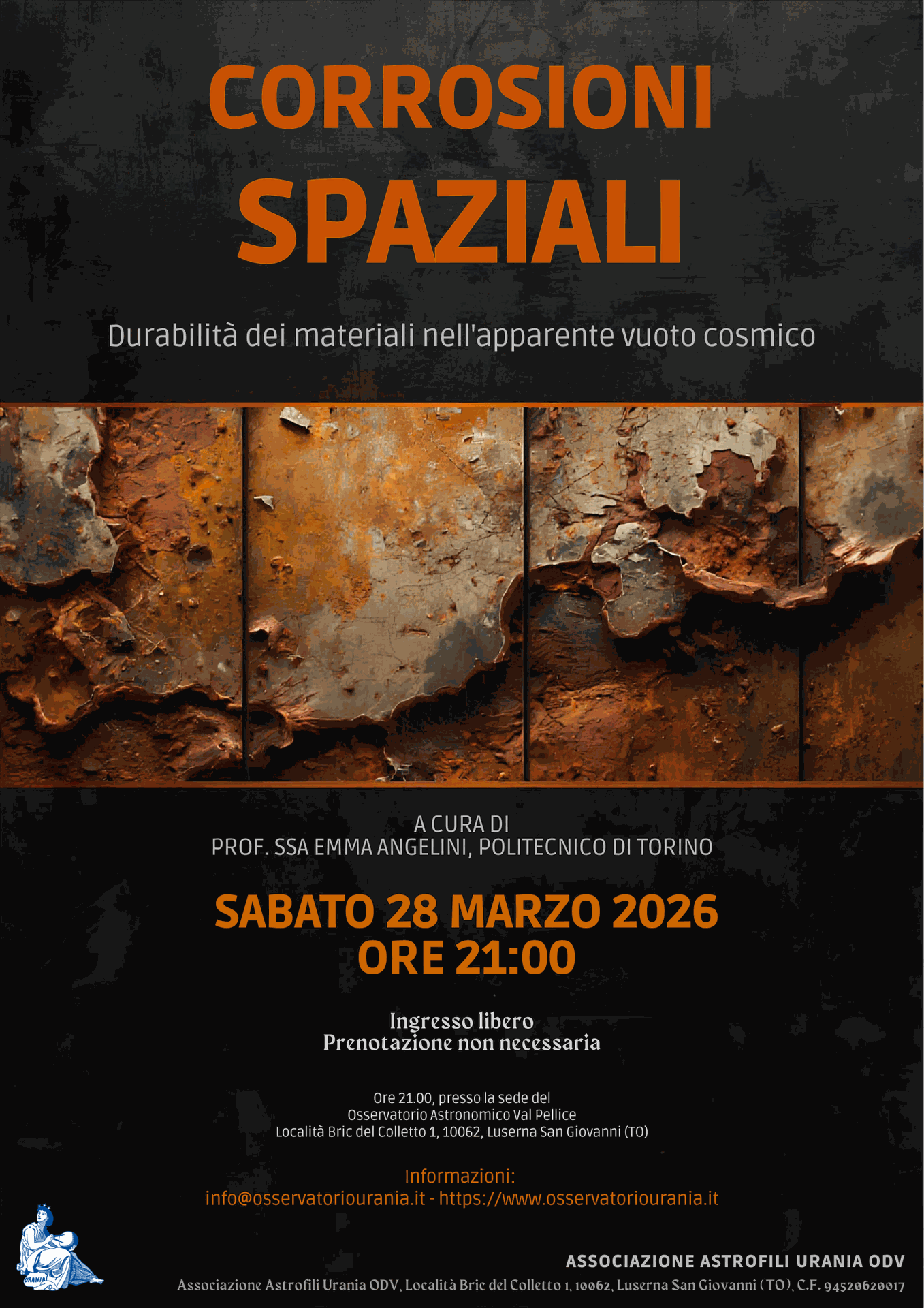 Copertina del libro "Corrosioni spaziali" della Prof.ssa Emma Angelini del Politecnico di Torino